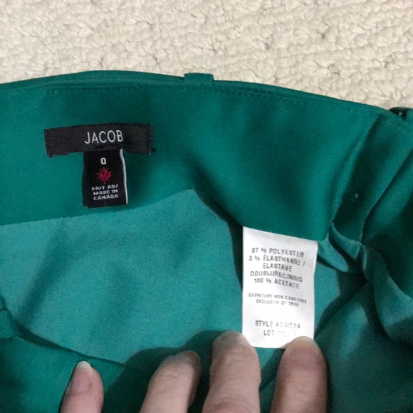 Jacob Made in 🇨🇦 Green Skirt Lined Back Zip 0 - Picture 3 of 6
